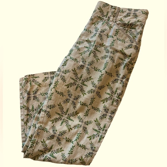 Anthropologie Cartonnier Charlie trouser pants size 4 fern print Tan Green - Picture 5 of 13